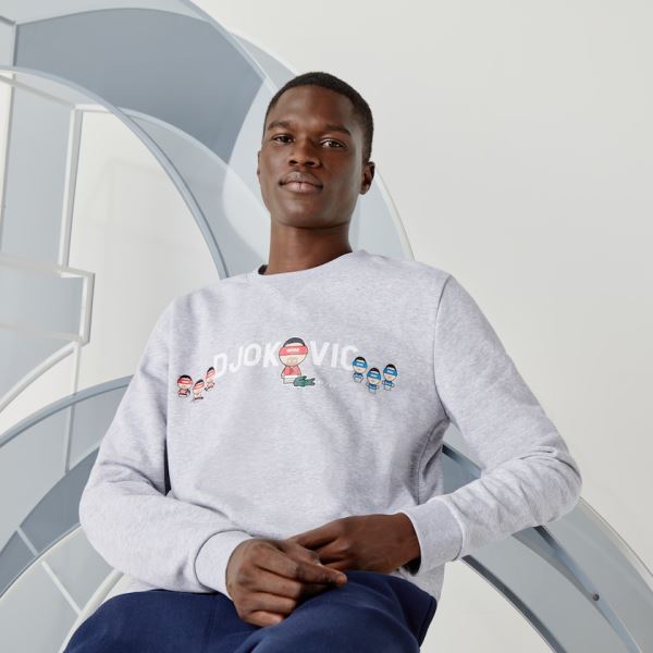 Lacoste SPORT Collab Youssef SY In Fleece Sweatshirt Pánské - Mikiny Šedé / Bílé | CZ-ZI9yJd